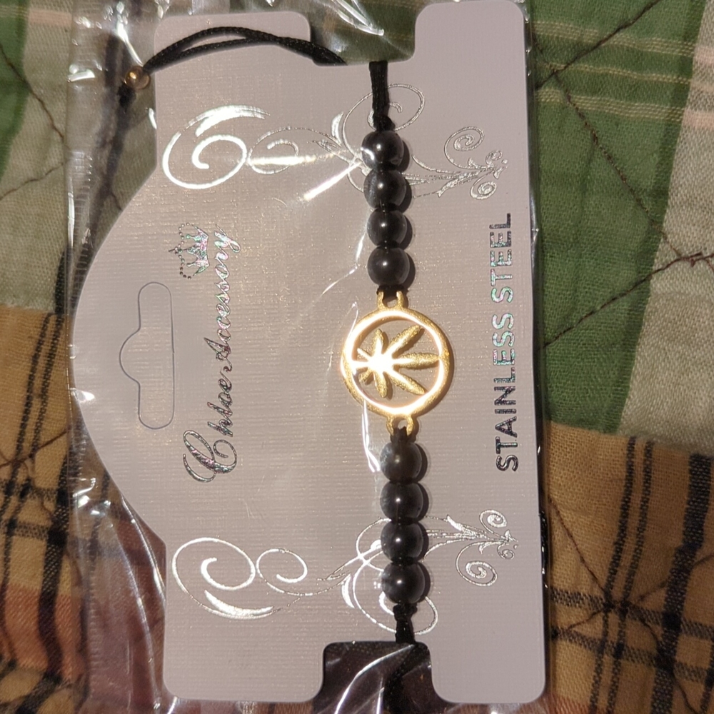 420 bracelet black with gold stainless steel